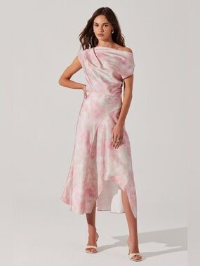 ASTR The Label Mairyn Tie Dye Satin Midi Dress Size Large